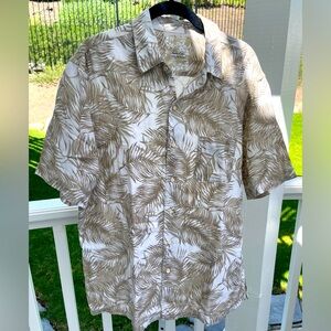 Tasso Elba Island Men Button Up Shirt Hawaiian Linen Silk Blend - Large